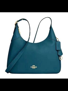 COACH Ella Leather Shoulder Bag Teal/Ink